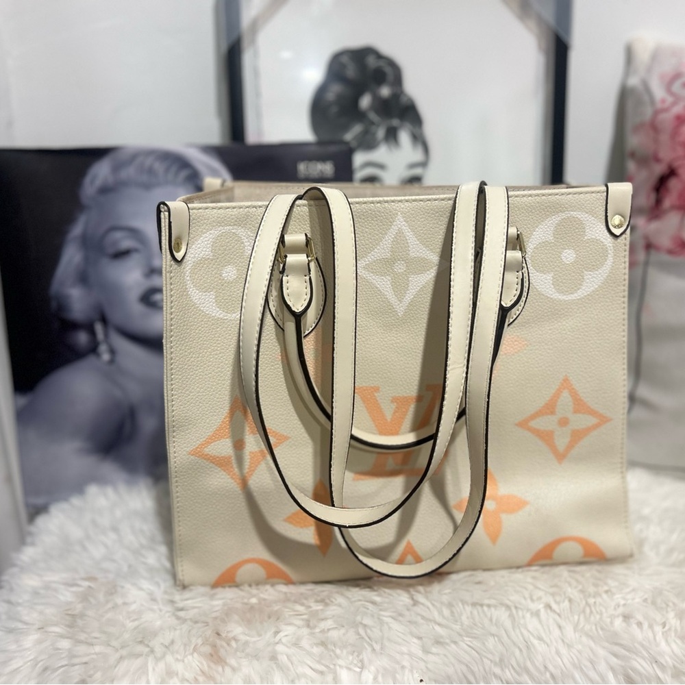 L*V Beige and Peach Tote